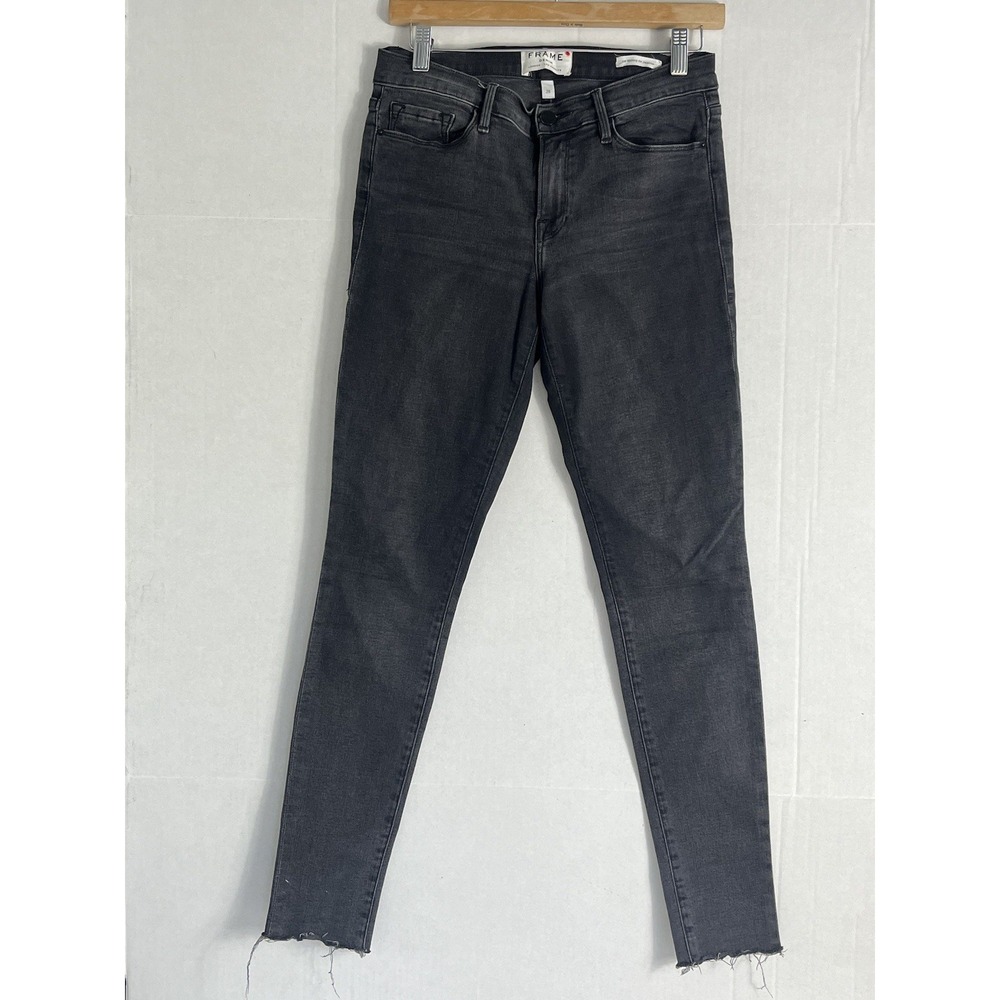 FRAME Le Skinny de Jeanne 28 Stretch Jeans Fray Hem Distress USA Made